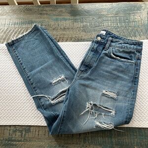 Vervet Jeans Distressed Front, Frayed Hem 29 waist, 26 inch inseam 12 inch rise